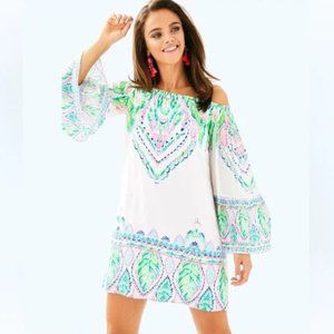 Lilly Pulitzer EXTREMELY RARE Coconut Coast Print Off Shoulder Dress - Medium